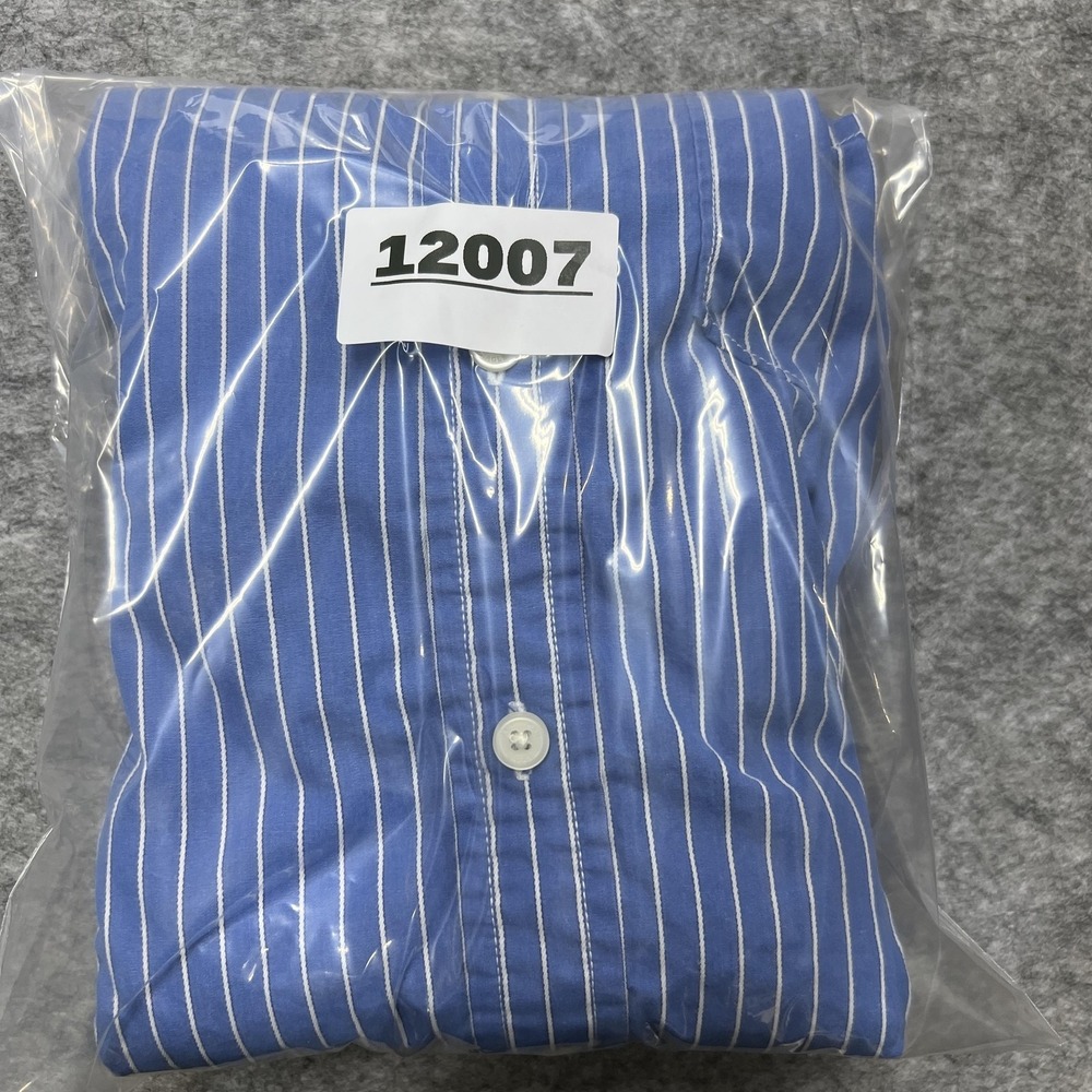 American Eagle Shirt Mens S Blue Stripe Long Sleeve Button Up Band Collar Preppy - Picture 16 of 16